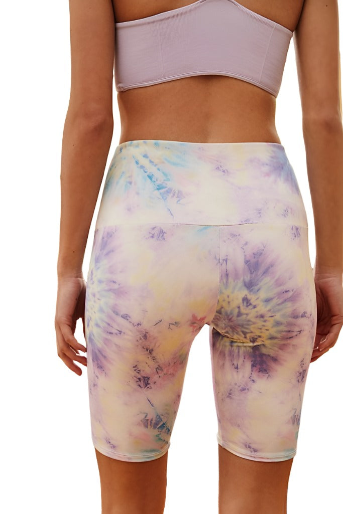 Onzie High Rise Bike Shorts 2225 - Neon Tie Dye - rear view