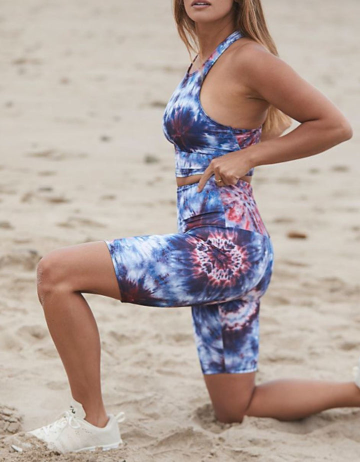 Onzie High Rise Bike Shorts 2225 - Fourth Tie Dye - side view