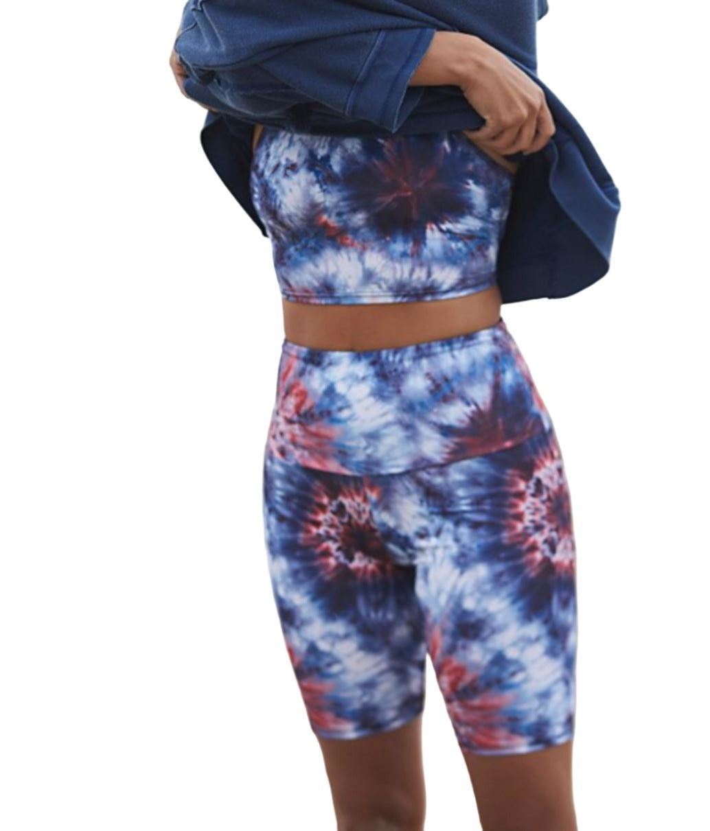 Onzie High Rise Bike Shorts 2225 - Fourth Tie Dye - front alt view