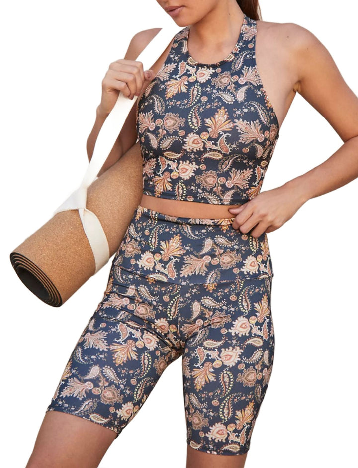 Onzie High Rise Bike Shorts 2225 - Pastel Zebra - front alt view