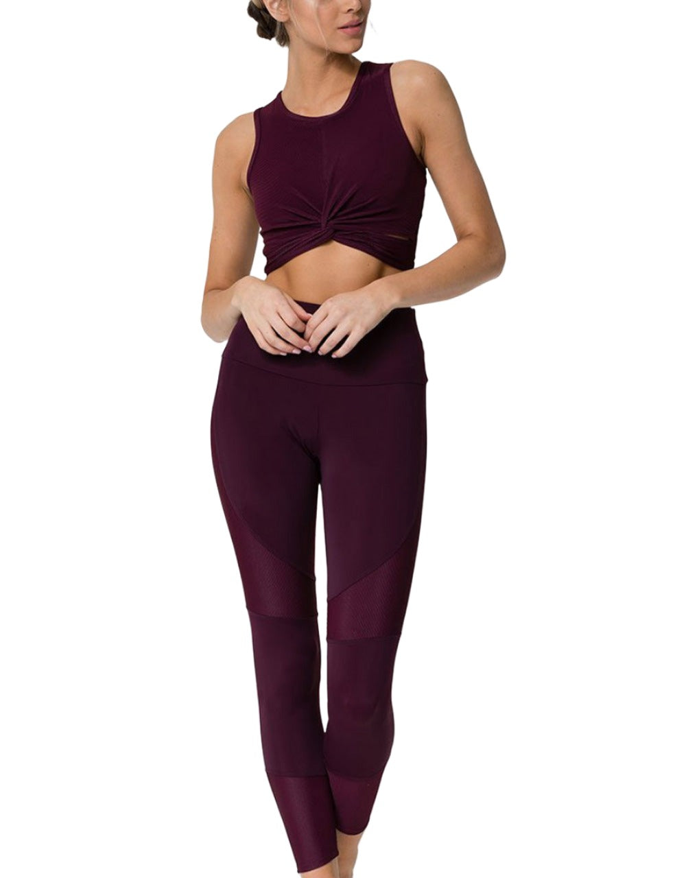 New Onzie Moto Midi Legging 2226 - Aubergine - front view
