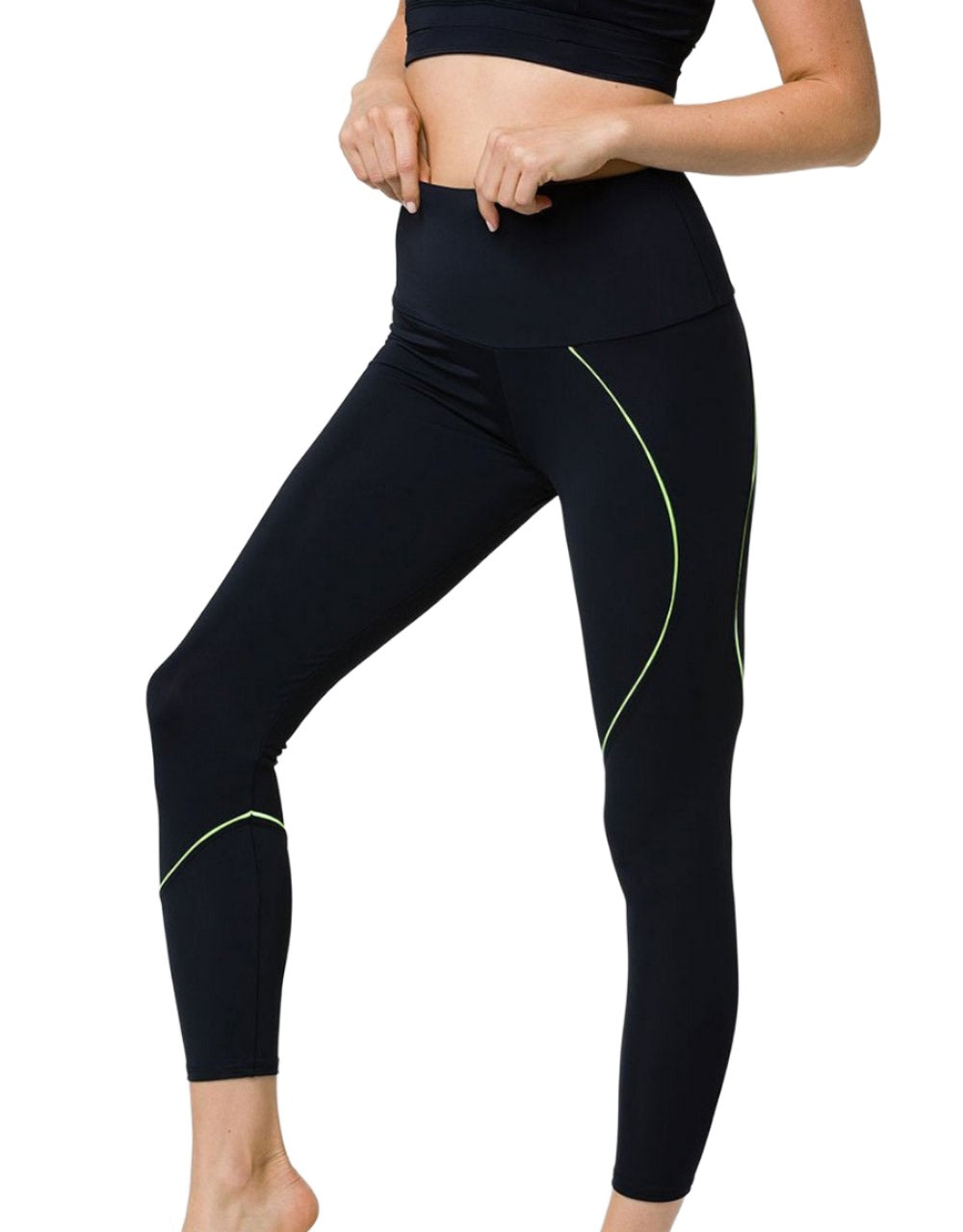 Onzie Hyper Beam Midi Legging 2227 - Black/Lemonade - side view