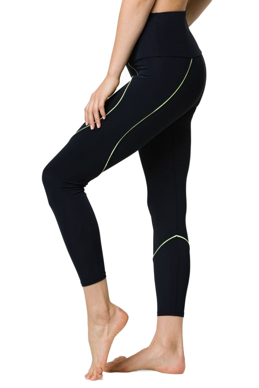 Onzie Hyper Beam Midi Legging 2227 - Black/Lemonade - side alt view