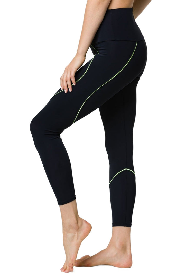 Onzie Hyper Beam Midi Legging 2227 - Black/Lemonade - side alt view