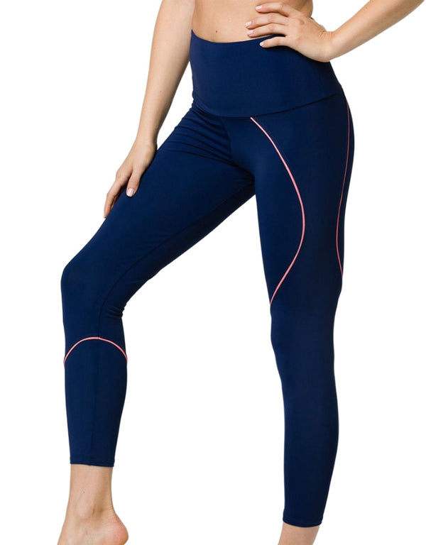 Onzie Hyper Beam Midi Legging 2227 - Navy/Peach - side view