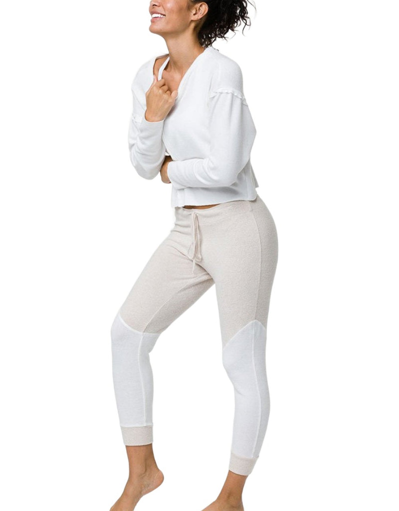 Onzie Hacci Varsity Jogger 2228 Oatmeal/White - side alt view