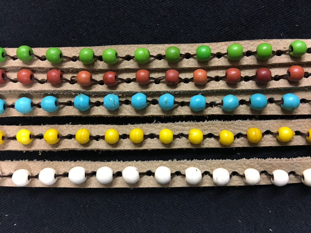 Bali Queen Five Strand Leather Wrap Bracelet Tan/Multi Color