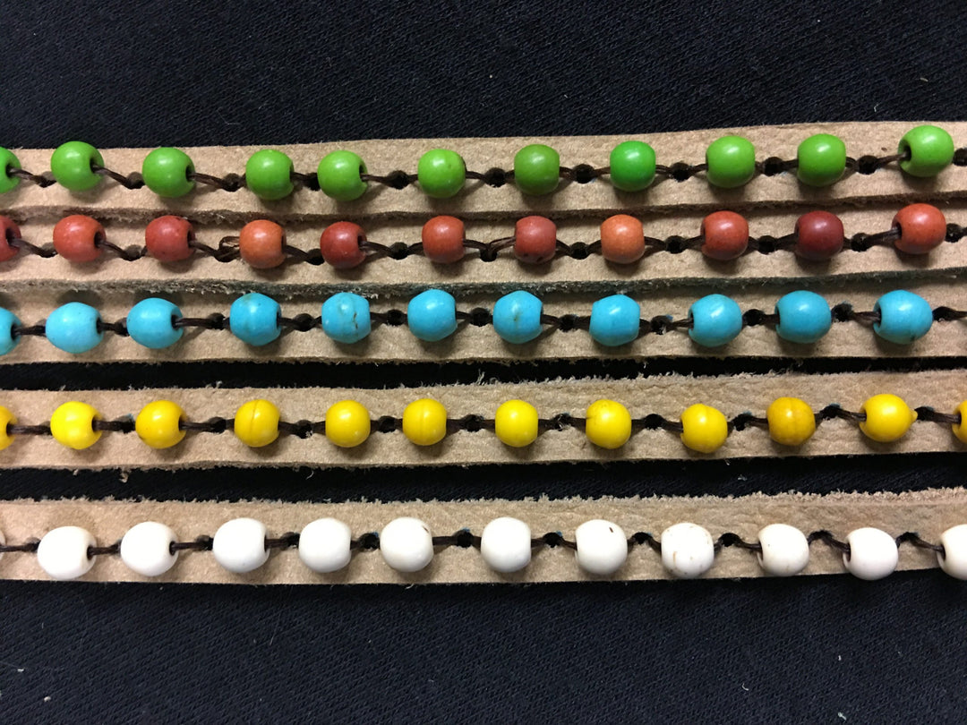 Bali Queen Five Strand Leather Wrap Bracelet Tan/Multi Color