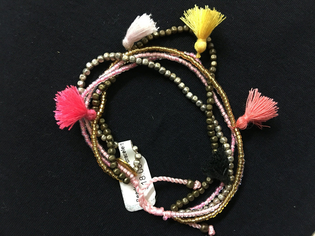 Bali Queen Multi Strand Beaded Tassel Bracelet - Assorted
