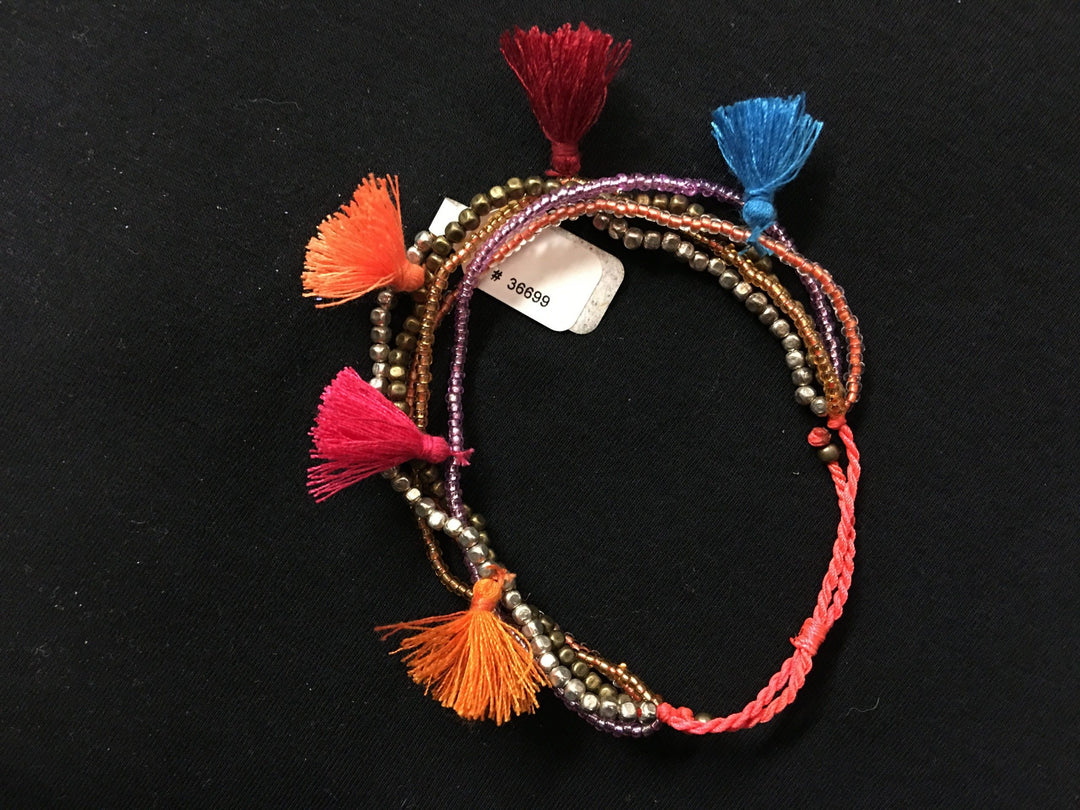 Bali Queen Multi Strand Beaded Tassel Bracelet - Assorted