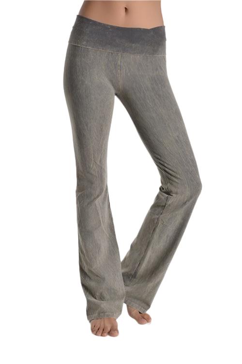 T-Party Fold Over Mineral Washed Yoga Pants CJ7477 - Gray - front view
