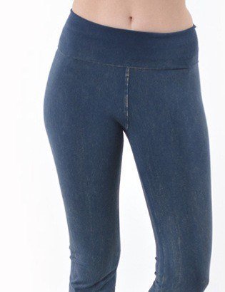 T-Party Fold Over Mineral Wash Legging CJ72219 - Denim Mineral Wash - front view