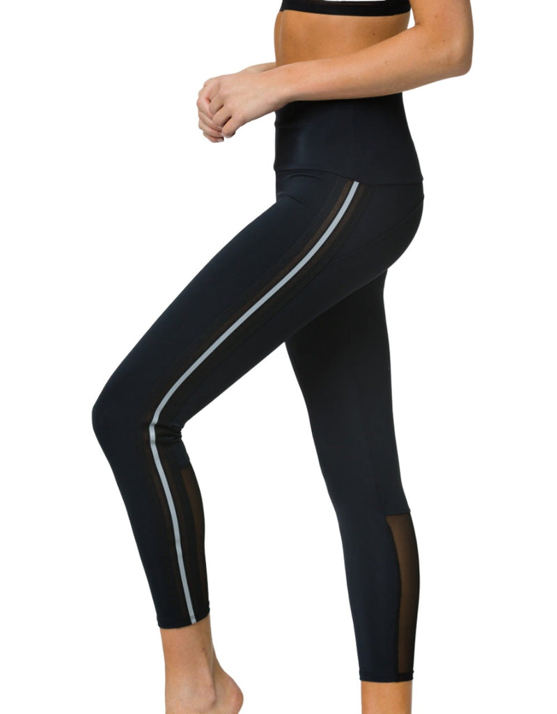 Onzie Hot Yoga Glow Nude Reflective Legging 2237 - Black  - side view