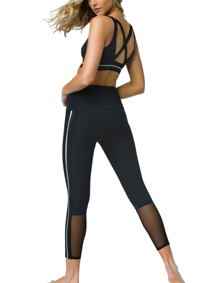 Onzie Hot Yoga Glow Nude Reflective Legging 2237 - Black  - rear alt view