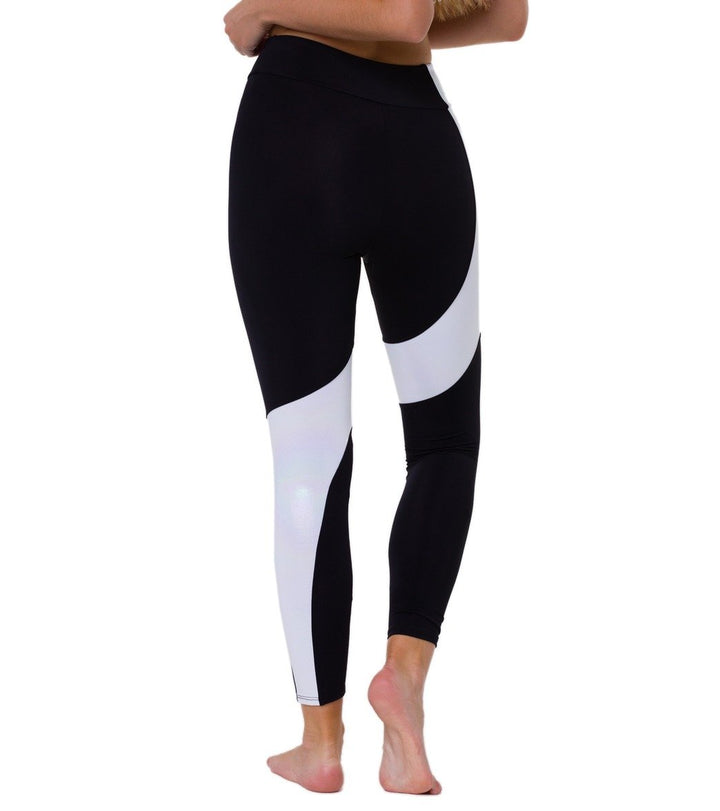 Onzie Asymmetrical Block Legging 2241 - Black/Unicorn - rear view