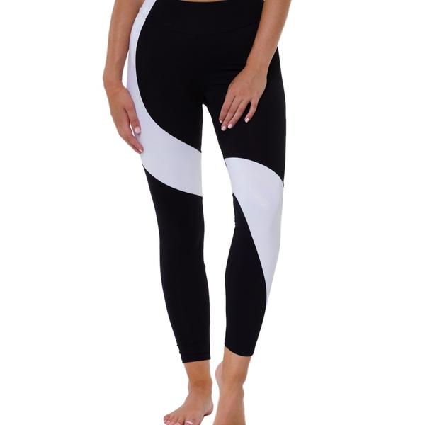 Onzie Asymmetrical Block Legging 2241 - Black/Unicorn - front view