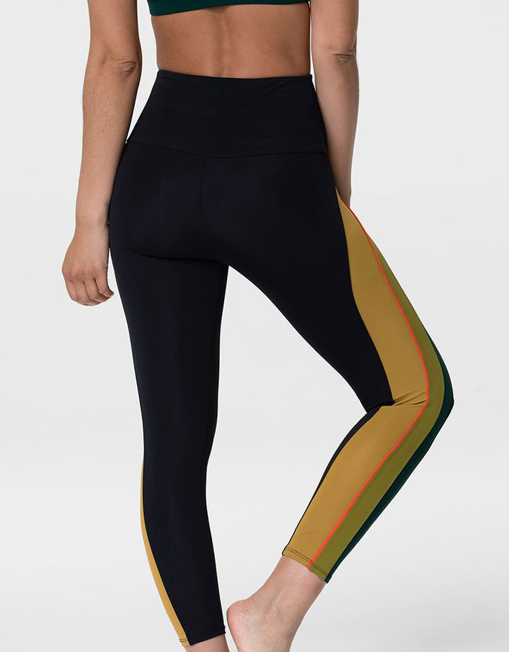 Onzie Flow Speed Midi Legging 2242 - Black Green Combo - rear view