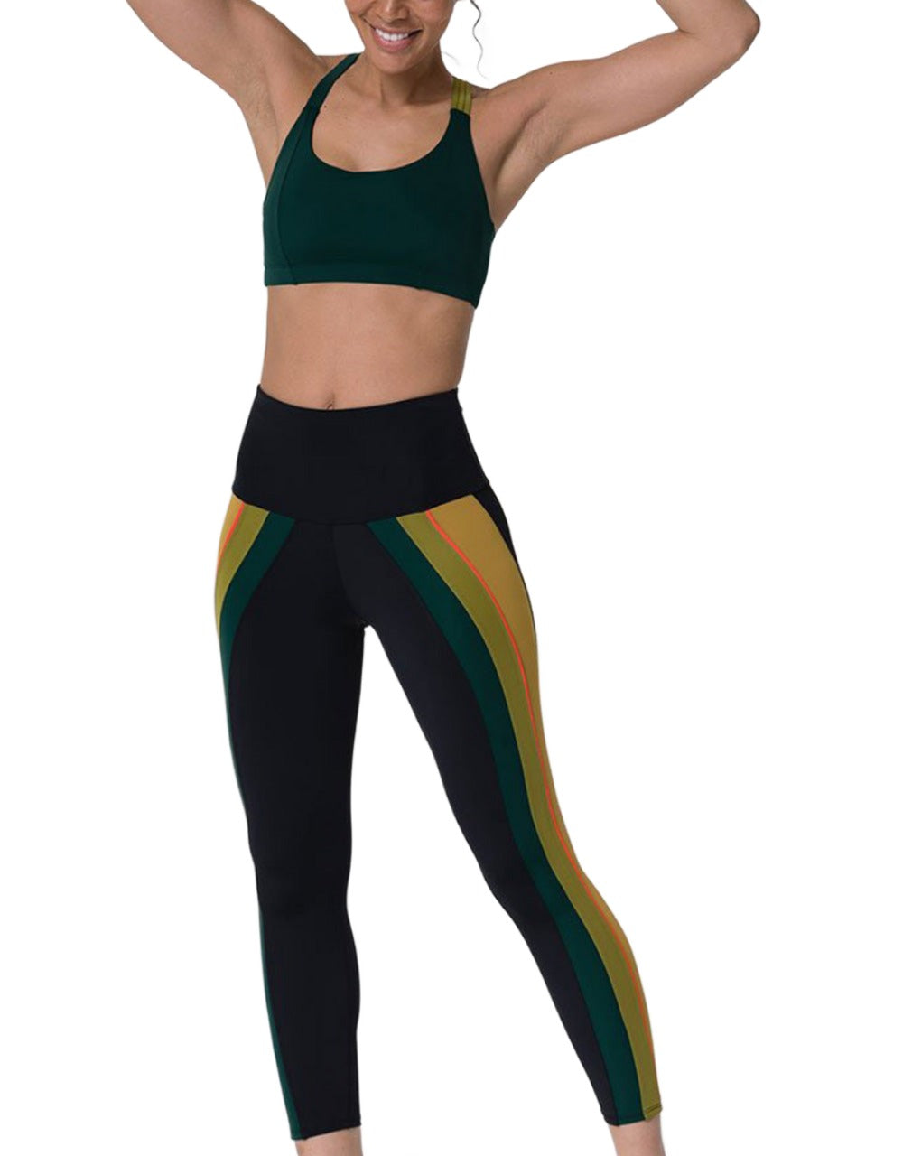 Onzie Flow Speed Midi Legging 2242 - Black Green Combo - front alt  view 1
