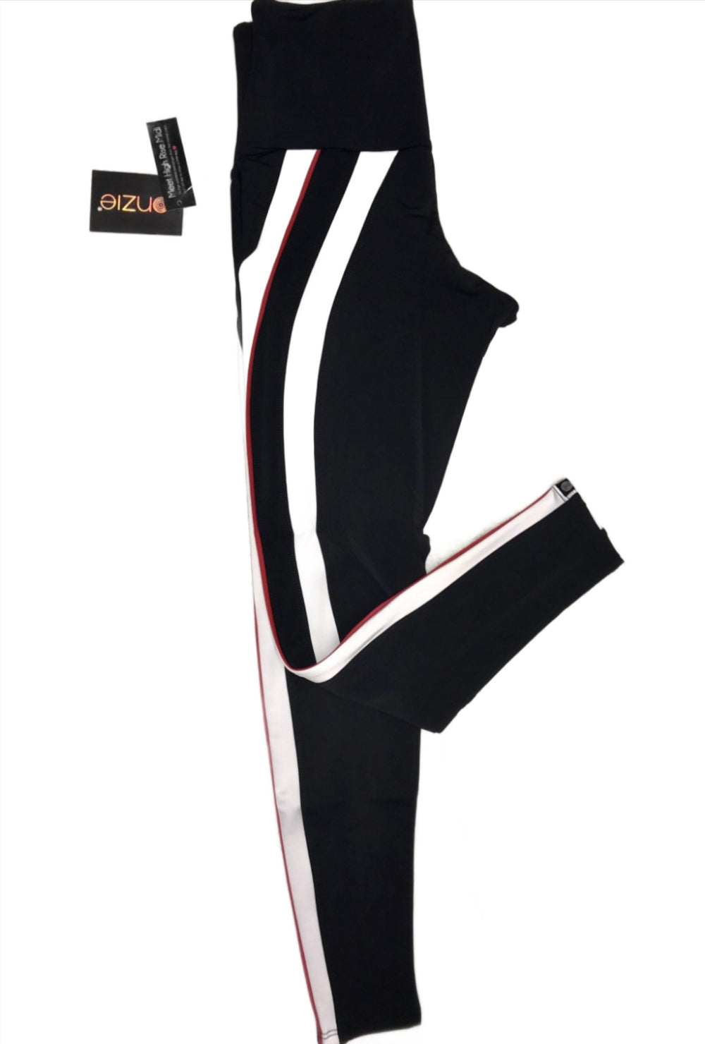 Onzie Flow Speed Midi Legging 2242 -  Black/White/Coral - side view