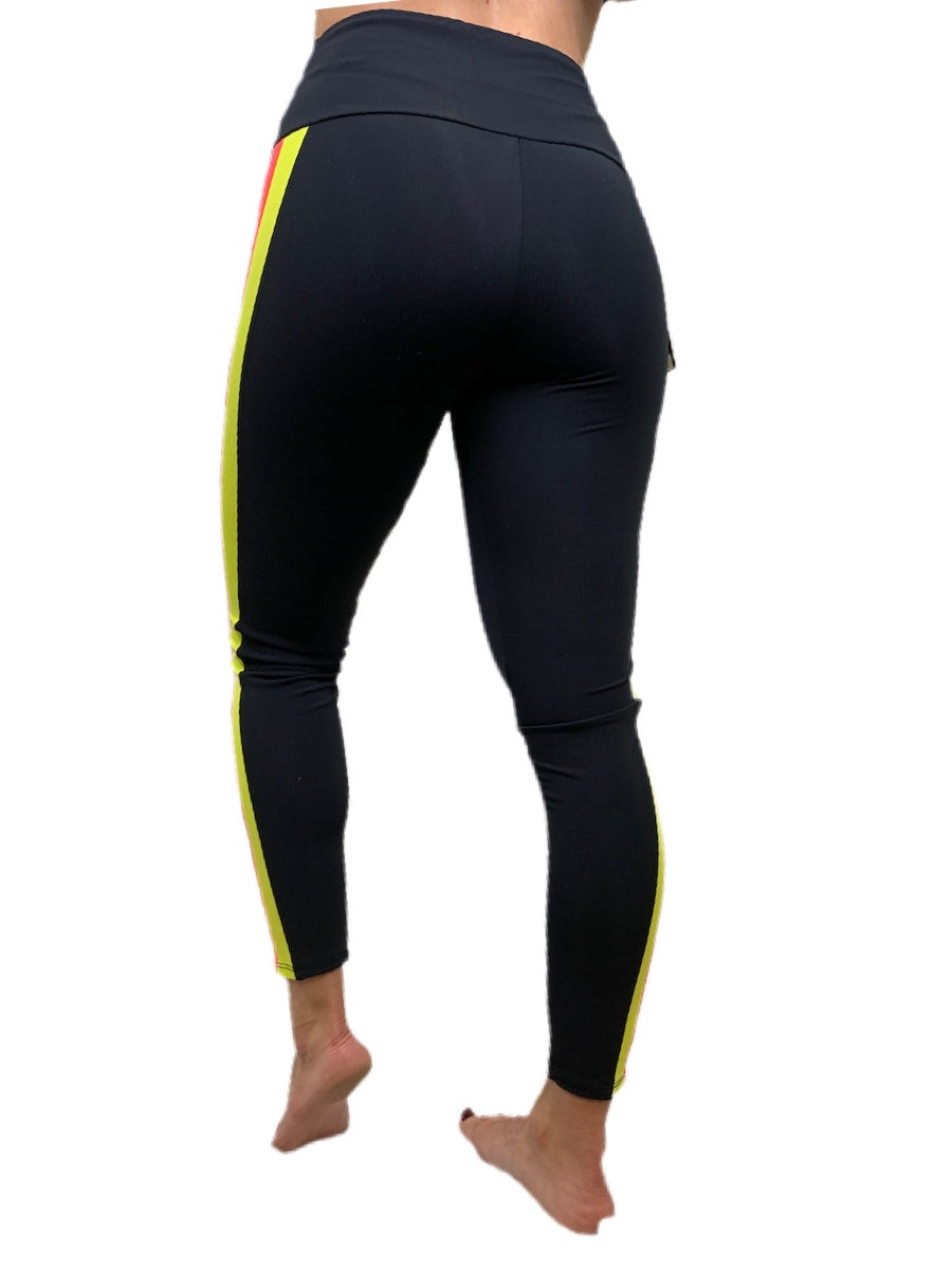 Onzie Flow Speed Midi Legging 2242 - Citron Combo  - rear view