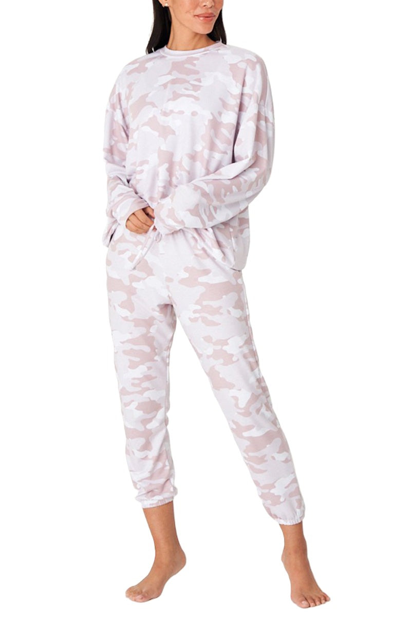 Onzie Weekend Fleece Sweat Pant 2256 - Beige Camo - Front Full View
