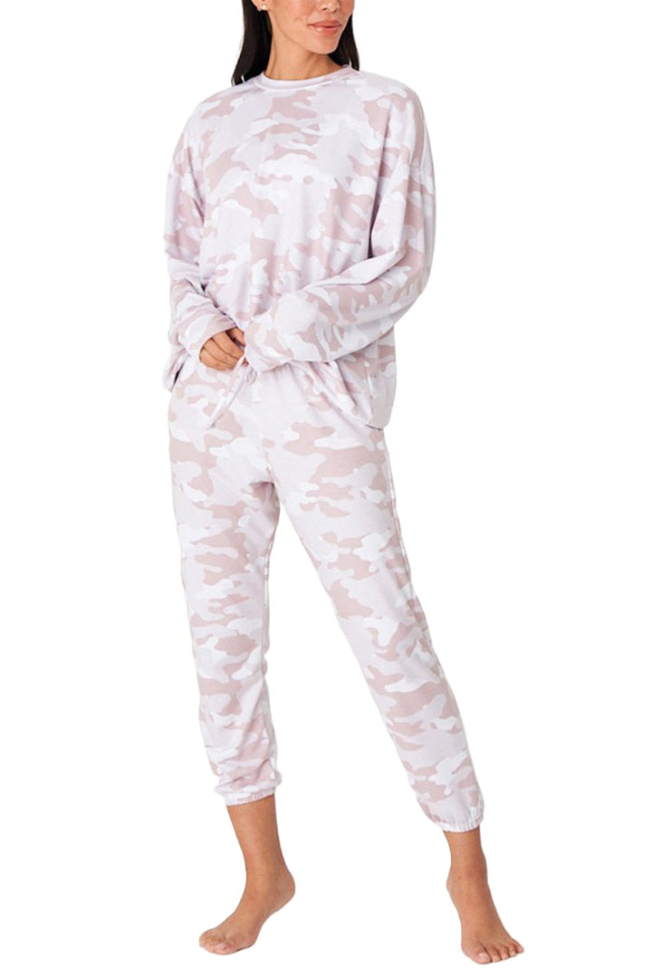 Onzie Weekend Fleece Sweat Pant 2256 - Beige Camo - Front Full View