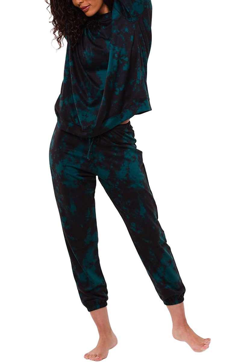 Onzie Flow Fleece Sweatpant 2256 - Emerald Tie Dye - front alt view