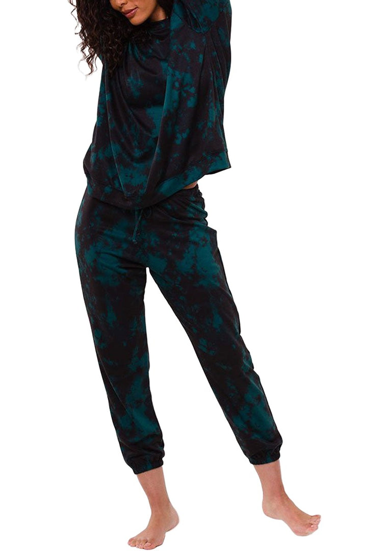 Onzie Flow Fleece Sweatpant 2256 - Emerald Tie Dye - front alt view