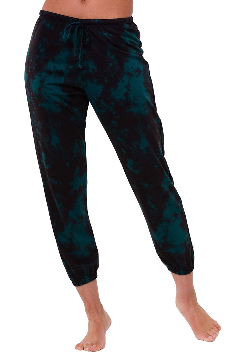 Onzie Flow Fleece Sweatpant 2256 - Emerald Tie Dye - front view