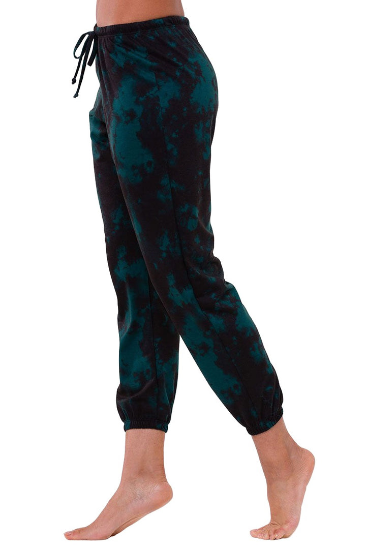 Onzie Flow Fleece Sweatpant 2256 - Emerald Tie Dye - side view