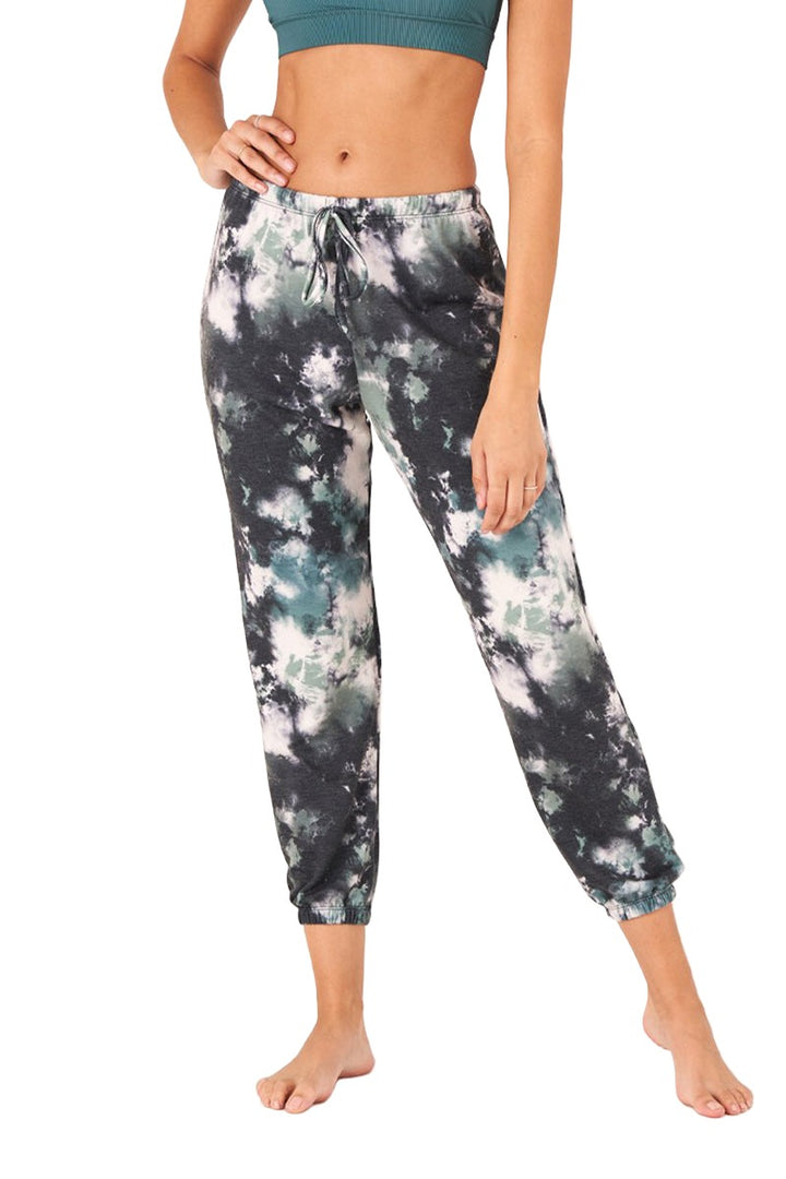 Onzie Weekend Fleece Sweat Pant 2256 - Evergreen Tie Dye - Front View