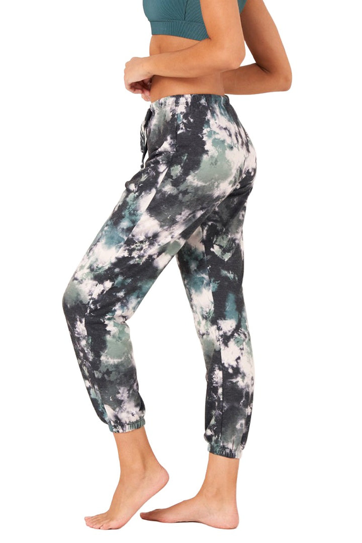 Onzie Weekend Fleece Sweat Pant 2256 - Evergreen Tie Dye - Side View