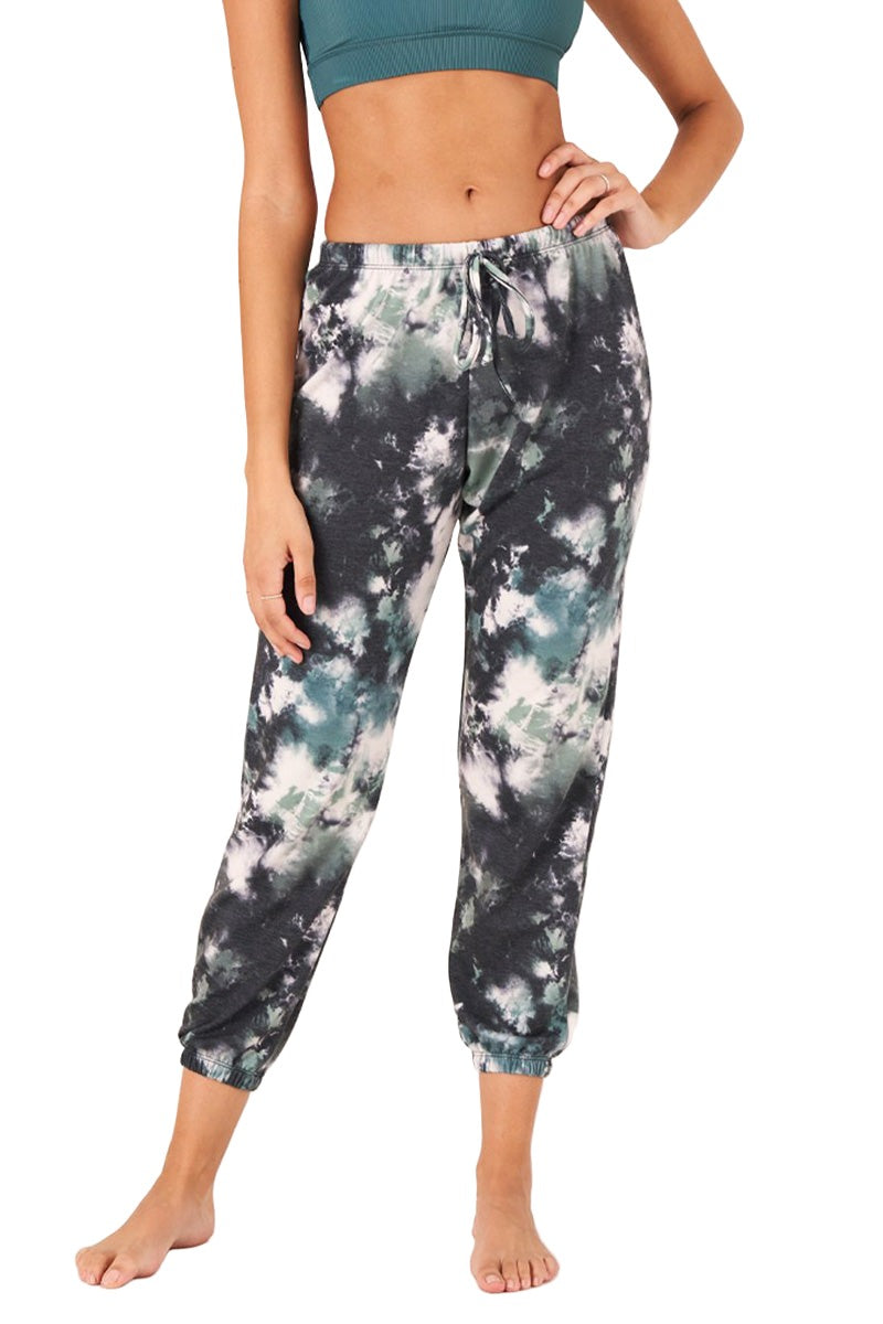 Onzie Weekend Fleece Sweat Pant 2256 - Evergreen Tie Dye - Front View2