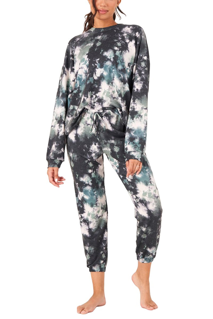 Onzie Weekend Fleece Sweat Pant 2256 - Evergreen Tie Dye - Front Full View
