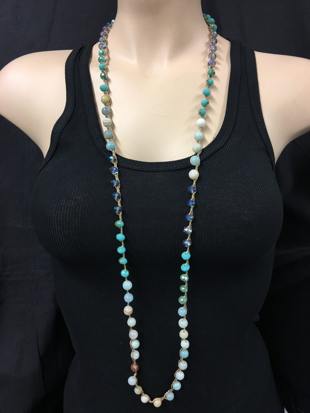 Smooth Stone Knotted Amazonite Necklace