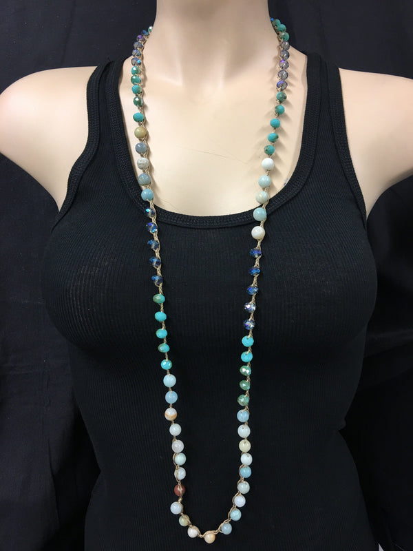 Smooth Stone Knotted Amazonite Necklace