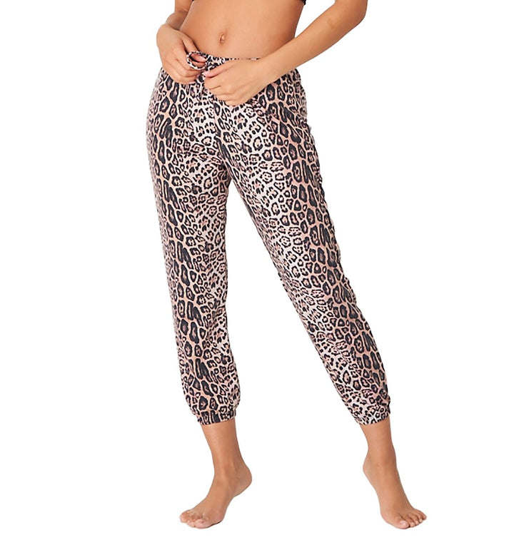 Onzie Weekend Fleece Sweat Pant 2256 - Onzie Leopard - Front View