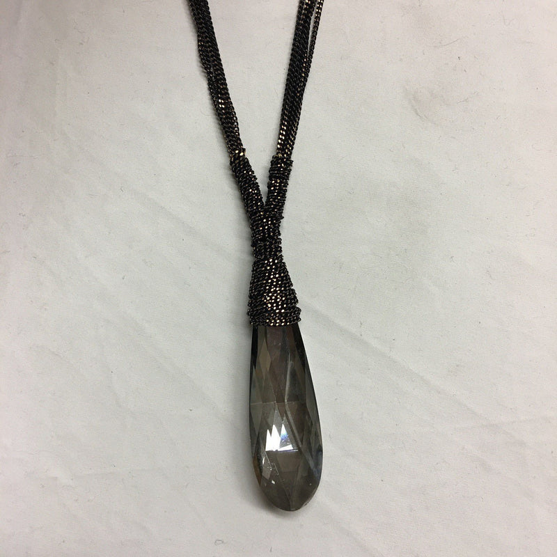 Smoky Crystal Necklace blackened chain