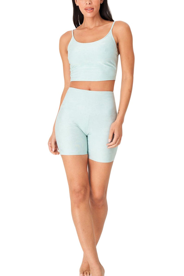 Onzie High Rise Mini Biker Short 2262 - Glacier Jacqard - Front Full View