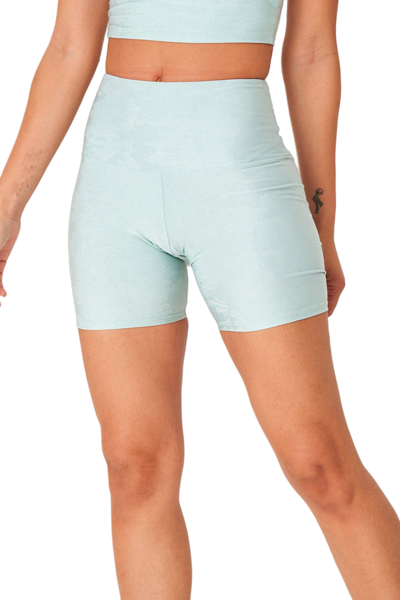 Onzie High Rise Mini Biker Short 2262 - Glacier Jacqard - Front View