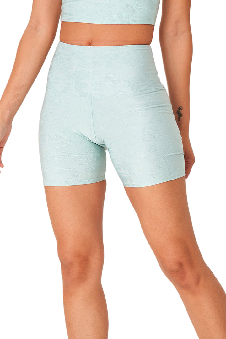 Onzie High Rise Mini Biker Short 2262 - Glacier Jacqard - Front View