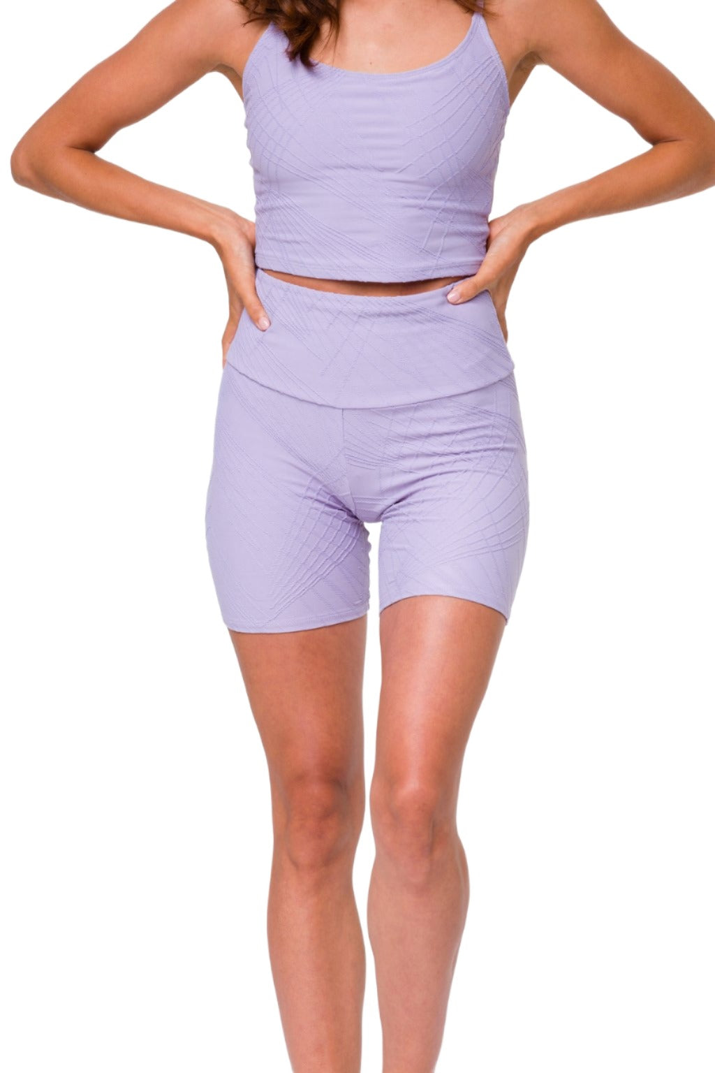 Onzie Flow Belle Cami Crop Top 3778 - Lavender Grey Selenite - Front View