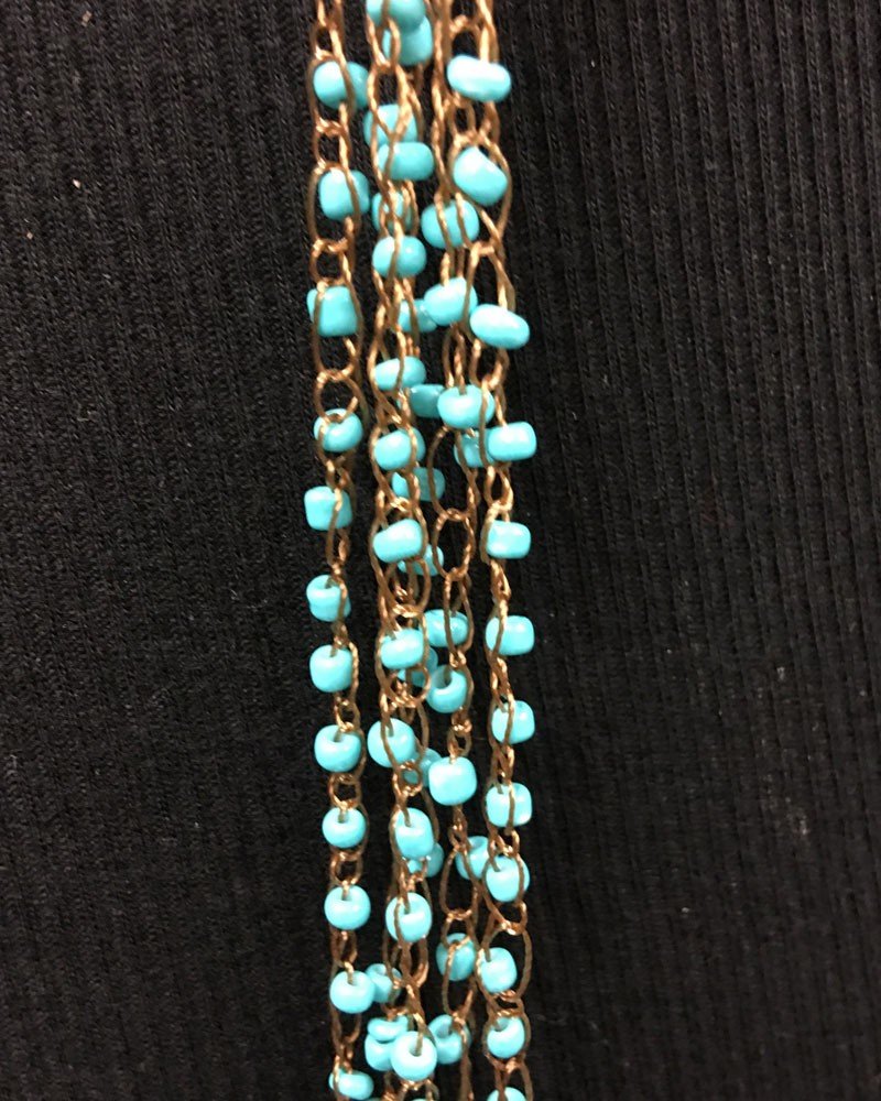 Multi Strand Beaded Necklace Turquoise Beads 