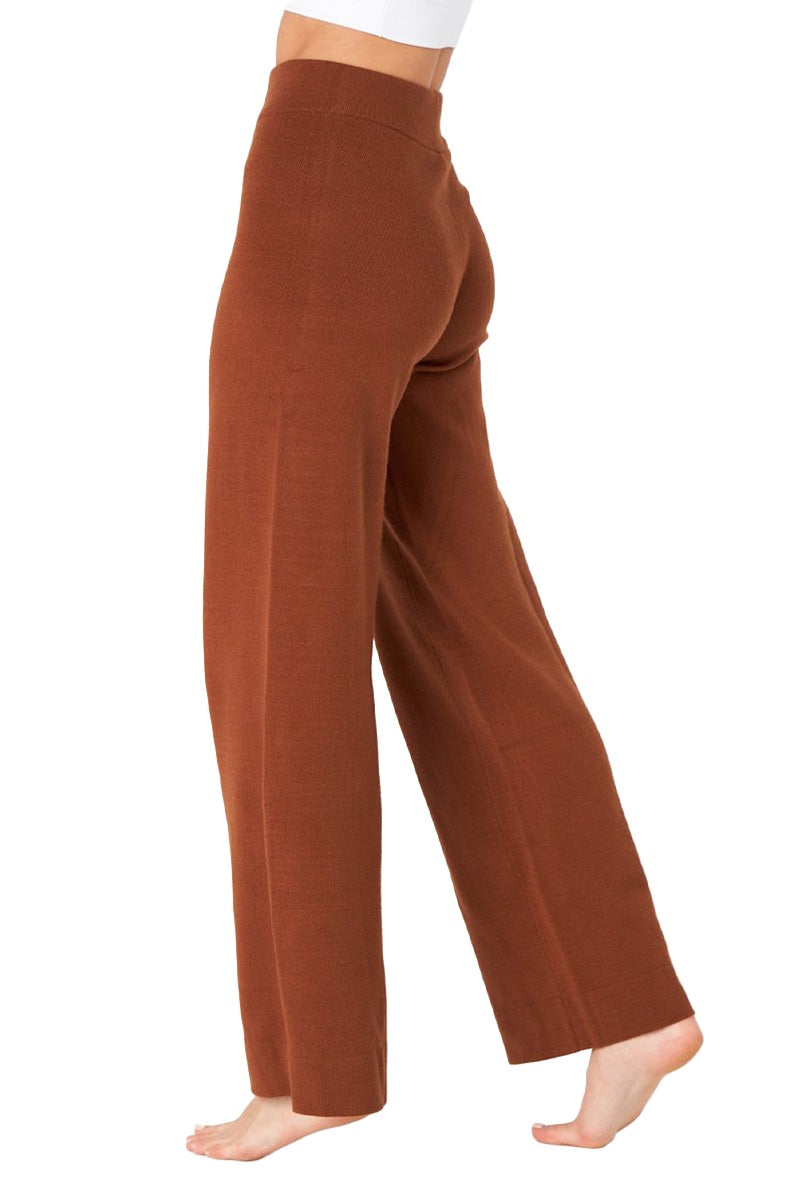 Onzie Knit Wide Leg Lounge Pant 2271 - Brown - Side View