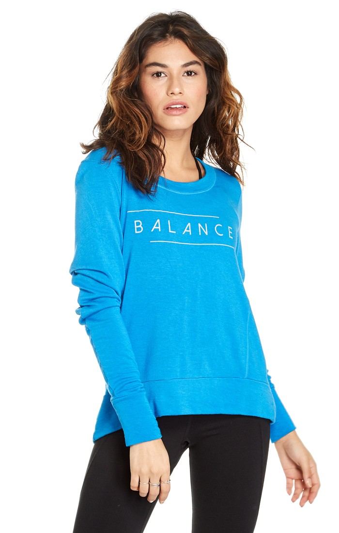 good hYOUman Jules Balance Open Back Sweatshirt 127176 - Azure Blue - front view