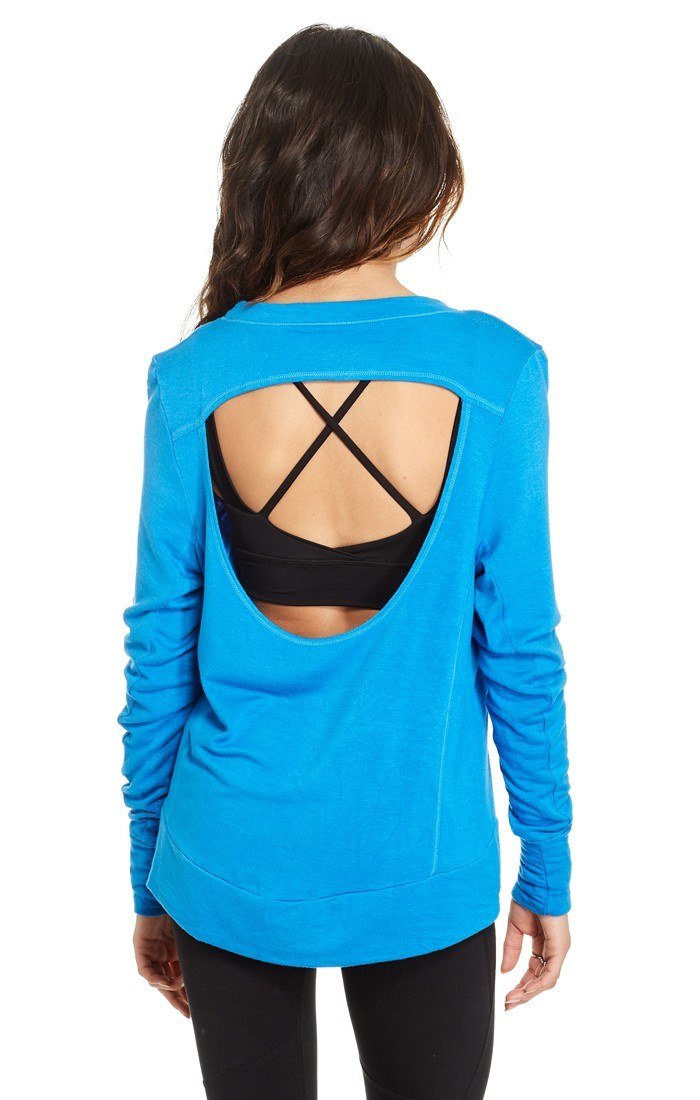 good hYOUman Jules Balance Open Back Sweatshirt 127176 - Azure Blue - rear view