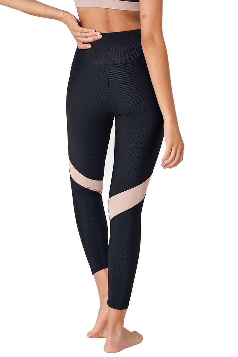 Onzie Flow Cadence Legging 2274 - Black Toast Rib - Back View