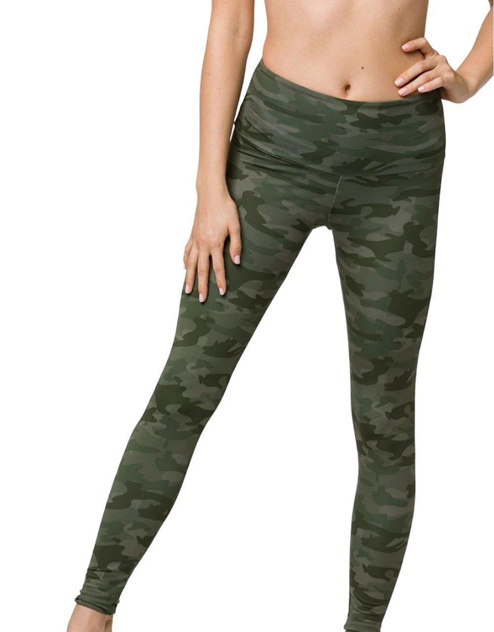 Onzie Hot Yoga High Rise Legging 228 - Moss Camo - front view