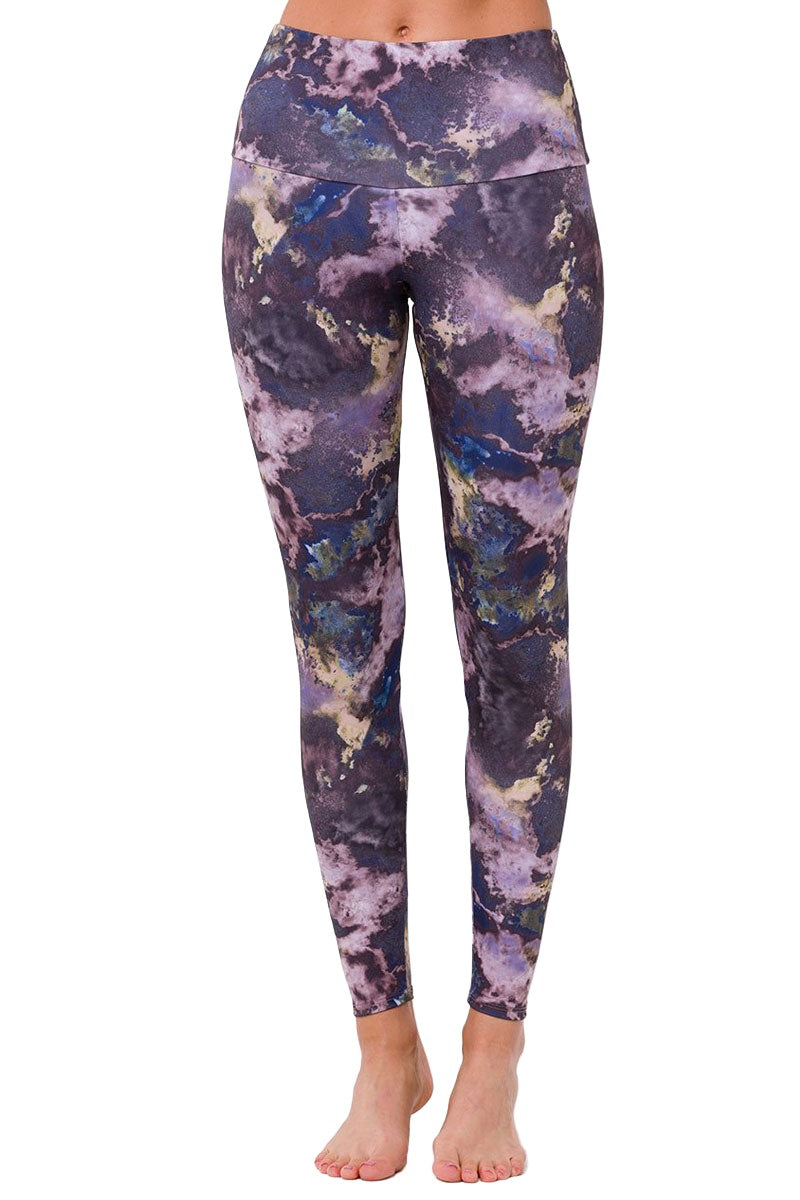 Onzie Hot Yoga High Rise Legging 228 - Purple Marble - front view