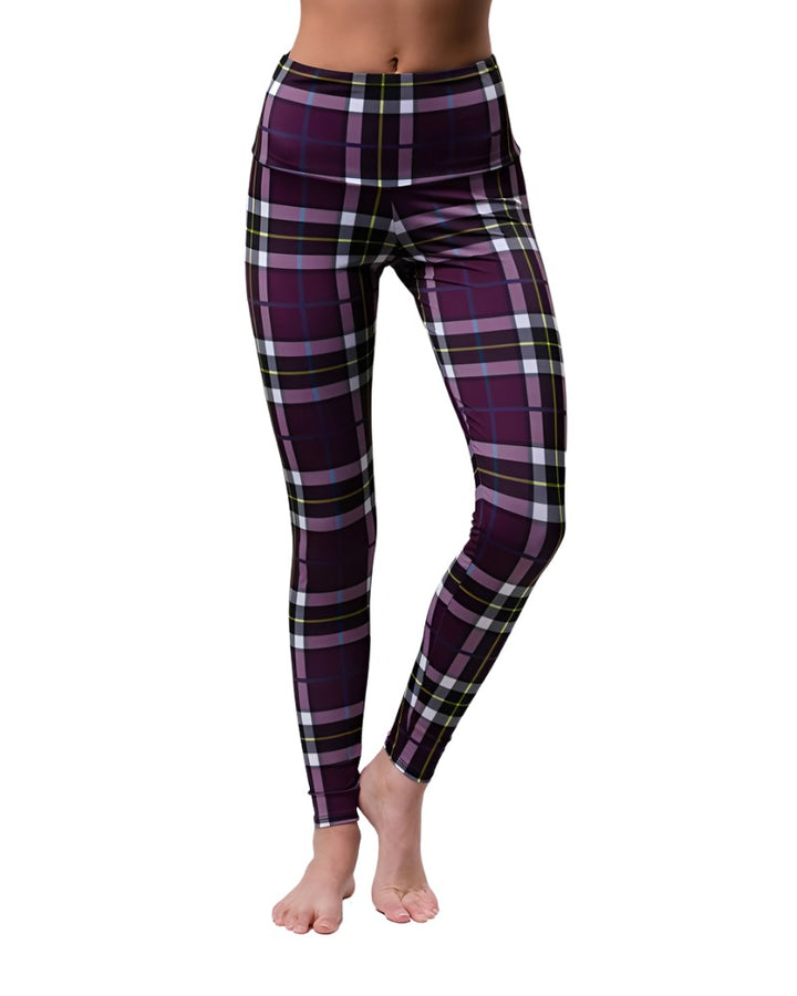 Onzie Hot Yoga High Rise Legging 228 - Plaid - Front View